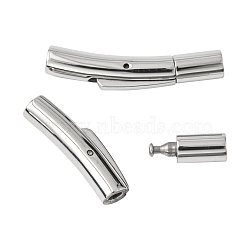 316 Surgical Stainless Steel Bayonet Clasps, Column, Stainless Steel Color, 30x6mm, Hole: 3mm(STAS-I013-3mm)