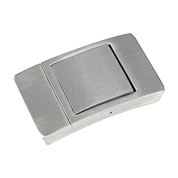 304 Stainless Steel Bayonet Clasps, Frosted, Rectangle, Stainless Steel Color, 35.5x20x7mm, Hole: 4x18mm(STAS-E440-01P)