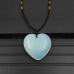Opalite Pendant Necklaces, Heart, 15.75~23.62 inch(40~60cm)(XA8803-03)