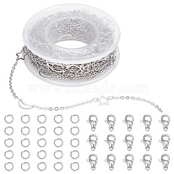 DIY Chain Necklaces Making Kits, Including 304 Stainless Steel Cable Chains & Lobster Claw Clasps & Open Jump Rings, Stainless Steel Color(DIY-SC0020-80)