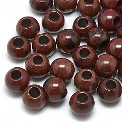Natural Mahogany Obsidian Beads, Large Hole Beads, Rondelle, 12x10mm, Hole: 5mm(G-T092-12mm-08)
