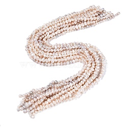 Natural Cultured Freshwater Pearl Beads Strands, Two Sides Polished, Mixed Color, 3.5~5.5x4~10x2~6mm, Hole: 0.6~0.7mm, about 75~96pcs/strand, 15.35~15.75 inch(39~40cm)(PEAR-N014-04L)