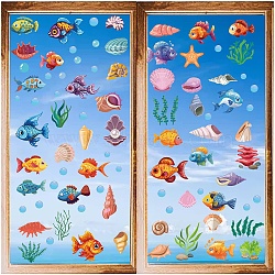 8 Sheets 8 Styles PVC Waterproof Wall Stickers, Self-Adhesive Decals, for Window or Stairway Home Decoration, Marine Animal, 200x145mm, 1 sheet/style(DIY-WH0345-214)