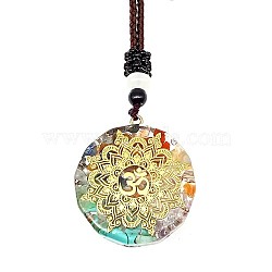Resin & Natural & Synthetic Mixed Gemstone Pendant Necklaces, Flower, 25.59 inch(65cm)(OG4289-19)