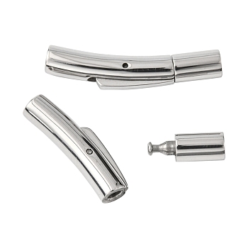 316 Surgical Stainless Steel Bayonet Clasps, Column, Stainless Steel Color, 30x6mm, Hole: 3mm
