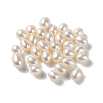 Natural Pearl Beads, Cultured Freshwater Pearl, Undrilled/No Hole, Oval, Grade 6A+, Floral White, 4~5x3.8~4.5mm