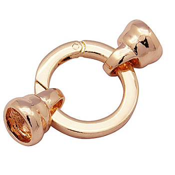 Brass Spring Gate Rings, O Rings, Rose Gold, Ring: 26x4mm, Terminators: 12x15mm, Hole: 10mm