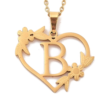 Vacuum Plating 201 Stainless Steel Pendant Necklaces, Letter B, 12.28 inch(31.2cm)