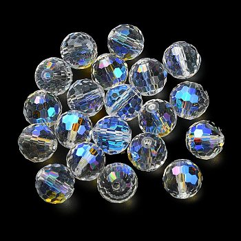 AB Color Plated Glass Beads, Faceted Round, Ghost White, 10x9mm, Hole: 1.5mm