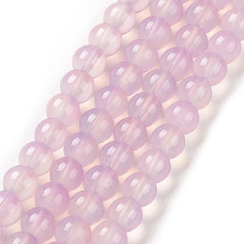 Baking Painted Glass Beads Strands, Imitation Opalite, Round, Violet, 6mm, Hole: 1.2mm, about 134pcs/strand, 30~30.01''(76.2~76.4cm)
