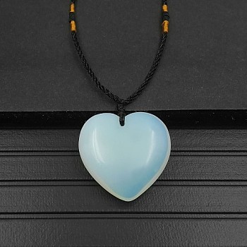 Opalite Pendant Necklaces, Heart, 15.75~23.62 inch(40~60cm)