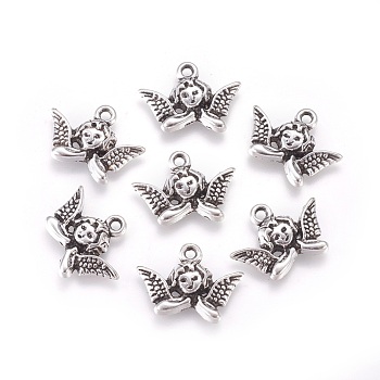 Tibetan Style Alloy Pendants, Cadmium Free & Lead Free, Angel, Antique Silver, 14.5x20x3mm, Hole: 1.5mm