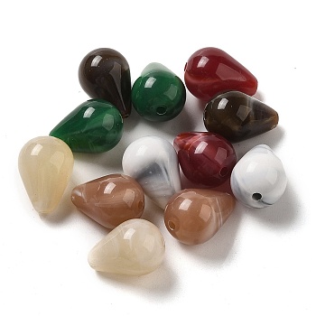 Opaque Acrylic Beads, Teardrop, Mixed Color, 11x15mm, Hole: 2mm, about 520pcs/500g