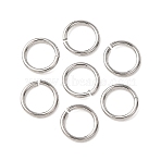 Tarnish Resistant 304 Stainless Steel Open Jump Rings, Saw Cut Seamless Round, Stainless Steel Color, 20 Gauge, 6x0.8mm, Inner Diameter: 4.4mm, Hole: 5mm(STAS-N015-10-6x0.8mm)