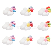 30Pcs 5 Colors Resin Cabochons, Cloud & Meteor with Rainbow, Mixed Color, 29x16mm(RESI-CJ0001-187)