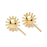 Ion Plating(IP) 304 Stainless Steel Sun Stud Earrings for Women, Real 18K Gold Plated, 25x15.5mm, Pin: 0.7mm(EJEW-F300-12G)