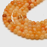 Natural Crackle Agate Bead Strands, Round, Grade A, Dyed & Heated, Orange, 8mm, Hole: 1mm, about 47pcs/strand, 15 inch(X-G-K166-10-8mm-01)