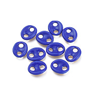 Brass Links Connectors, with Enamel, Long-Lasting Plated, Cadmium Free & Lead Free & Nickel Free, Coffee Bean/Oval, Golden, Blue, 12x10x2.5mm, Hole: 3mm(KK-I673-26C)