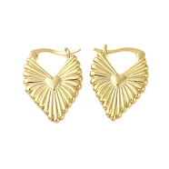 Heart Brass Hoop Earrings for Women, Real 18K Gold Plated, 28x2.5mm(KK-B089-39G)