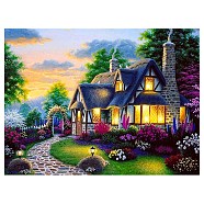 House DIY Diamond Painting Kit, Including Resin Rhinestones Bag, Diamond Sticky Pen, Tray Plate and Glue Clay, Colorful, 500x400mm(PW-WG39572-02)