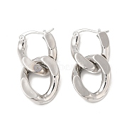 Brass Double Interlocking Oval Dangle Hoop Earrings for Women, Platinum, 36mm, Pin: 0.8mm(EJEW-E275-05P)