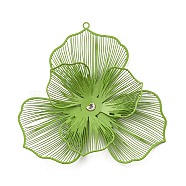 Spray Printed 430 Stainless Steel Big Pendants, Etched Metal Embellishments, Flower Charm, Yellow Green, 50x49.5x8mm, Hole: 1.5mm(STAS-P359-02F)