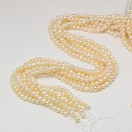 Natural Cultured Freshwater Pearl Beads Strands, Potato, Creamy White, 3~4mm, Hole: 0.7mm, about 117pcs/strand, 14 inch(PEAR-L003-C-01)