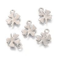 201 Stainless Steel Charms, Laser Cut, Clover, Stainless Steel Color, 10.5x8.8x0.6mm, Hole: 1.5mm(STAS-H143-10P)