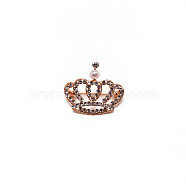 Crystal Rhinestone Crown Brooch, Exquisite Alloy Rhinestone Lapel Pin for Shirts Dresses, Light Gold, 32x36x13mm(JEWB-WH0022-30)