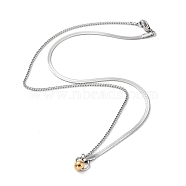 304 Stainless Steel with Plastic Bead Necklaces, Stainless Steel Color, 18.03 inch(45.8cm)(NJEW-Q335-01B-P)