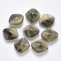 Imitation Gemstone Acrylic Beads, with Glitter Powder, Rhombus, Dark Goldenrod, 39x36x11mm, Hole: 2.5mm, Diagonal Length: 39mm, Side Length: 32mm, about 78pcs/500g(OACR-R075-05A-06)