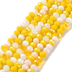 Glass Beads Strands, Faceted, Rondelle, Gold, 8x6mm, Hole: 1mm, about 65~68pcs/strand, 15.7~16.1 inch(40~41cm)(EGLA-A034-M8mm-21)