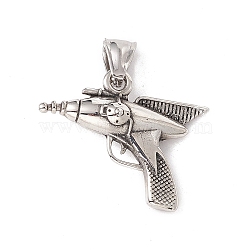 304 Stainless Steel Pendant, Laser Gun, Antique Silver, 25.5x34x9.5mm, Hole: 8x4mm(STAS-E158-47AS)