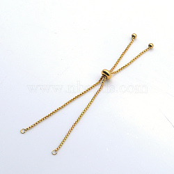 Adjustable 201 Stainless Steel Slider Bracelets Making, Box Chain Bolo Bracelets Making, Golden, Single Chain Length: about 11.5cm(STAS-S105-JN646-2)