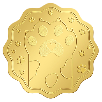 Self Adhesive Gold Foil Embossed Stickers, Medal Decoration Sticker, Paw Print, 5x5cm