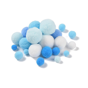 Polyester Ball Decoration, Pom Pom Ball, For DIY Craft, Light Sky Blue, 0.8~3cm, about 100pcs/set