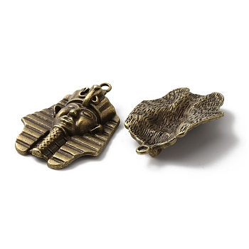 Tibetan Style Alloy Pendants, Pharaoh Charm, Antique Bronze, 36.5x28.5x6mm, Hole: 2mm
