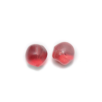 Glass Beads, Nuggets, Half Drilled, for DIY Hair Accessories, Crimson, 13x12x11.5mm, Hole: 1.2mm