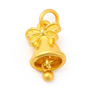 Rack Plating Alloy Pendants with Jump Ring, Bell Charms, Matte Gold Color, 19x9.5x9mm, Jump Ring: 6x1mm, 4mm Inner Diameter