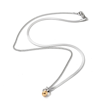 304 Stainless Steel with Plastic Bead Necklaces, Stainless Steel Color, 18.03 inch(45.8cm)