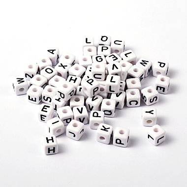 10mm White Cube Acrylic Beads