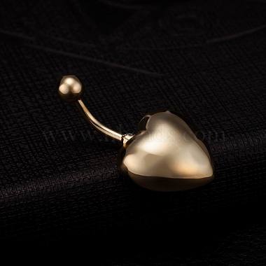 Ювелирные изделия для пирсинга настоящее золото позолоченные латунь сердце кольцо пупка кольца живота(AJEW-EE0004-001B)-2