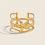 Vintage Starfish 304 Stainless Steel Cuff Bangles, Wide Band Bangles for Women, Real 18K Gold Plated, Inner Diameter: 2.46 inch(6.25cm)(JJ9512)