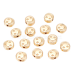 15Pcs Brass Beads, Cadmium Free & Nickel Free & Lead Free, Smiling Face, Real 18K Gold Plated, 5.5x5x2.5mm, Hole: 0.9mm(SMFA-UN0001-01)