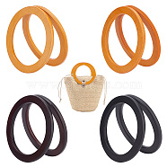 Elite 8Pcs 4 Colors Wood Round Ring Shaped Handles Replacement, for Handmade Bag Handbags Purse Handles, Mixed Color, 13.5x0.9cm, Inner Diameter: 10.5cm, 2pcs/color(DIY-PH0013-64)