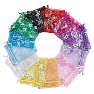 Elite 120 Pcs 12 Styles Lace Organza Drawstring Gift Bags, Jewelry Pouches, with Butterfly Pattern, Wedding Party Storage Bags, Rectangle, Mixed Color, 10pcs/style(OP-PH0001-25)