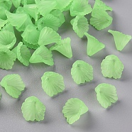 Frosted Acrylic Bead Caps, Flower, Light Green, 12x12x9mm, Hole: 1.2mm, about 1700pcs/500g(MACR-S371-10A-733)
