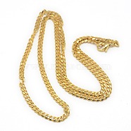 Trendy Men's 201 Stainless Steel Curb Chain Necklaces, with Lobster Claw Clasps, Golden, 21.65 inch(55cm)(NJEW-L043A-42G)