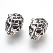 304 Stainless Steel Beads, Leopard, Antique Silver, 11x14x11mm, Hole: 2.8mm(STAS-E446-18AS)