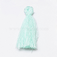Handmade Polycotton(Polyester Cotton) Tassel Decorations, Pendant Decorations, Pale Turquoise, 29~35mm(X-OCOR-Q024-63)